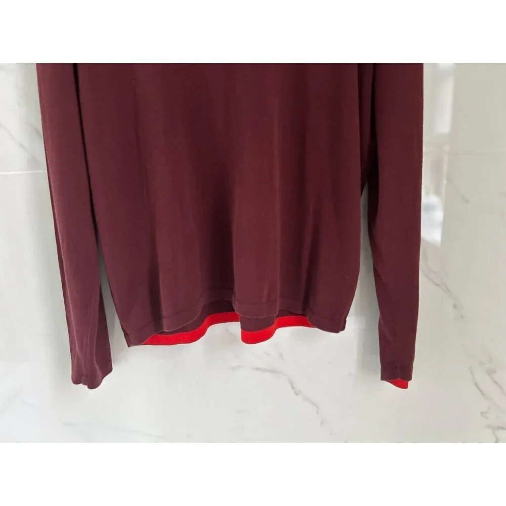 J.CREW Burgundy Crewneck Cotton Knit Burgundy Red Made in Japan Size Large